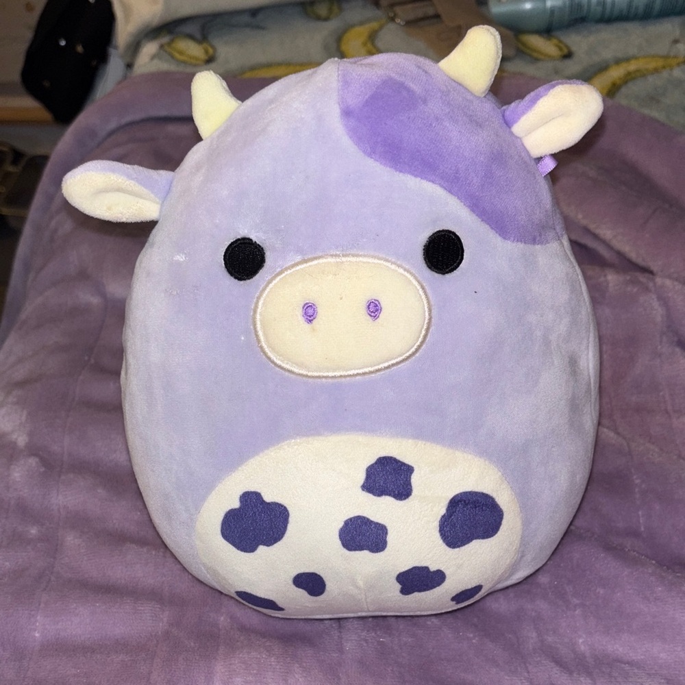Squishmallows Lavender Cow Plush Pillow